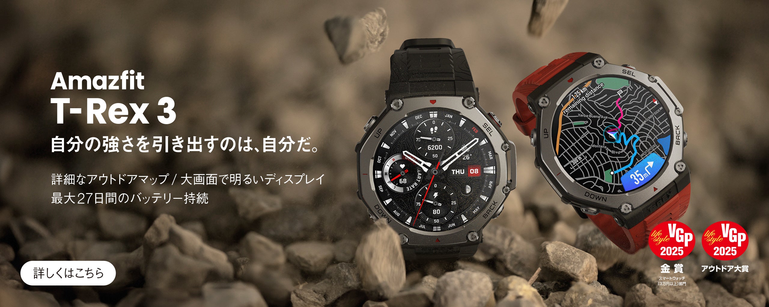 amazfit T-REX 2 ゴールドブラック画面保護シール新品1枚…